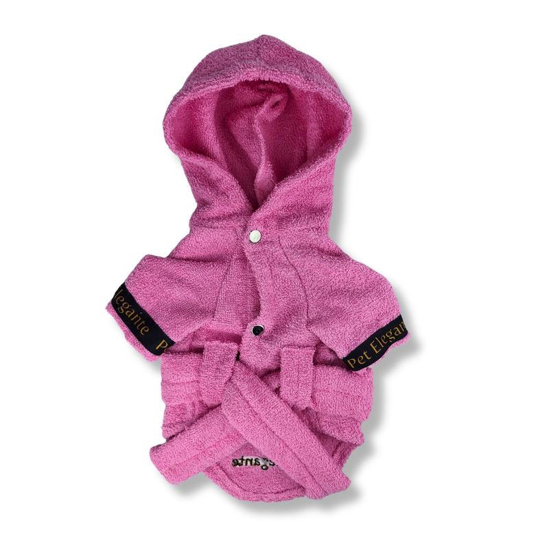 %100 Pamuk Kedi Köpek Bornozu Pembe S-M Beden Empati - Görsel 2