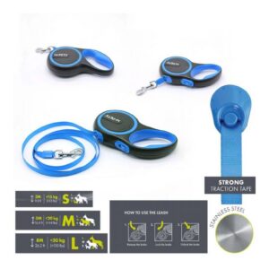 M-Pets Liberty Otomatik Gezdirme Şerit 8Mt/Blue (L)