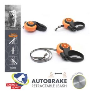 M-Pets Autobrake Otomatik Gezdirme Şerit 5Mt/Orange (M)