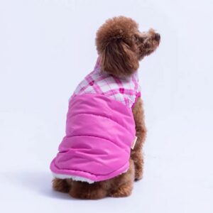 26106 Pembe Plaid Yelek L Beden