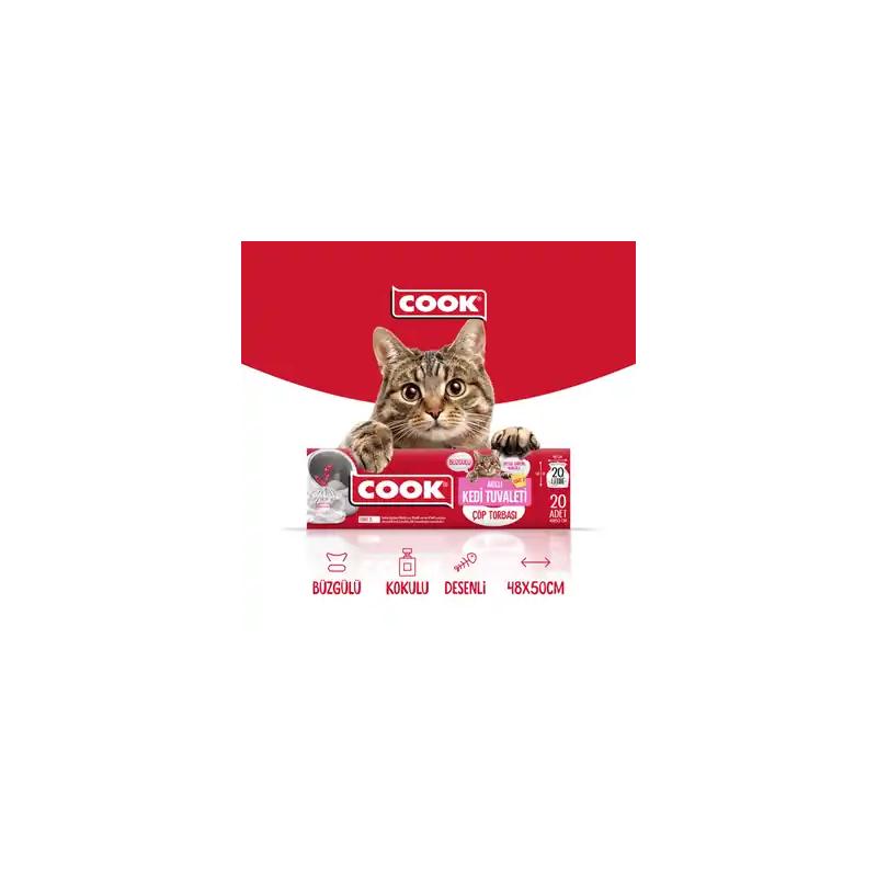 Akıllı Kedi Tuvaleti Büzgülü Sabun Kokulu Çöp Torbası Ebat 2 - 20 Yaprak 48X50 cm - Görsel 2