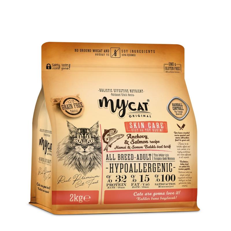 Az Tahıllı Hamsi & Somon Balıklı Skin Care Yetişkin Kedi Maması 2kg - Görsel 2