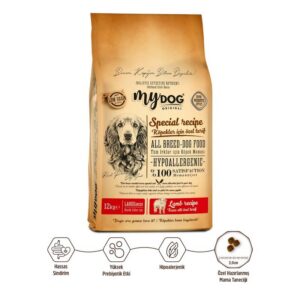 Az Tahıllı Kuzu Etli Büyük Irklar İçin Köpek Maması 12kg