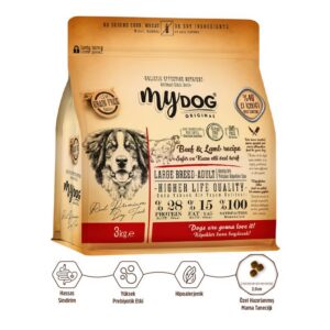 Az Tahıllı Sığır ve Kuzu Etli Büyük Irk Yetişkin Köpek Maması 3kg