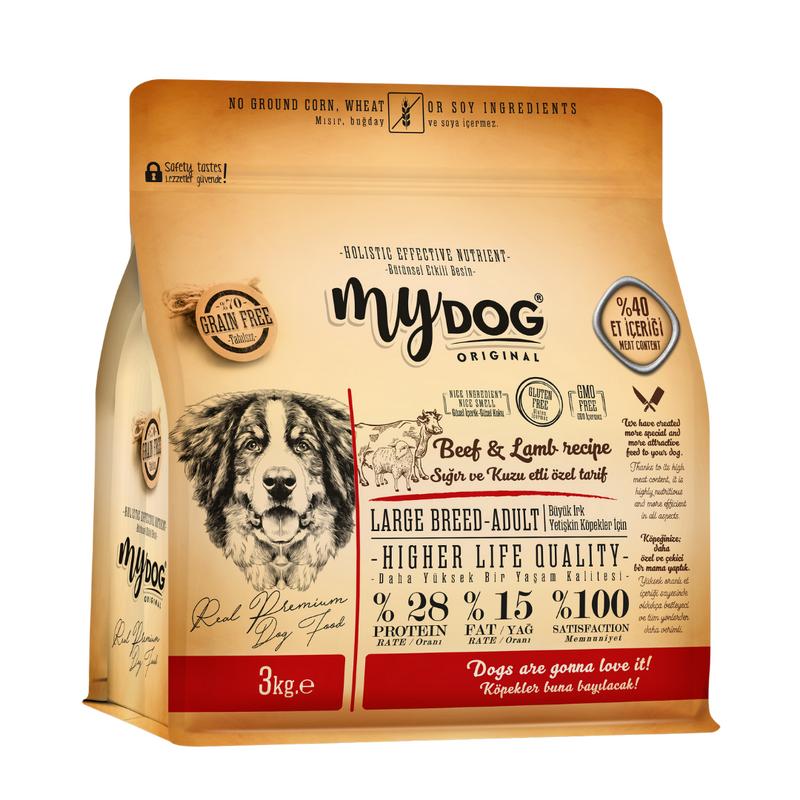 Az Tahıllı Sığır ve Kuzu Etli Büyük Irk Yetişkin Köpek Maması 3kg - Görsel 2