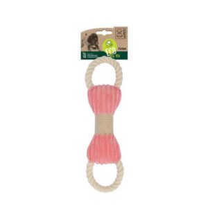 M-Pets Eco Dog Toy - Tuga Pembe Bej Kemik Şekilli Köpek Oyuncağı