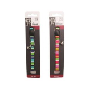 M-Pets Stripes Zilli Kedi Boyun Tasması Greenpink