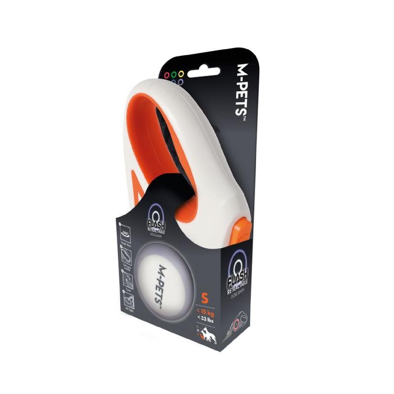 M-Pets Flash Ledli Otomatik Gezdirme Şerit 3Mt/Orange