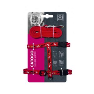 M-Pets Catogo Kedi Göğüs Tasması+Gezdirme Red