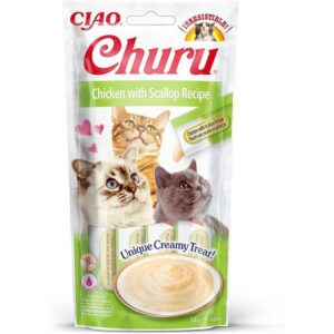 Ciao Churu Cream Tavuklu ve Deniz Taraklı Kedi Ödül Kreması 4 x 14 Gr