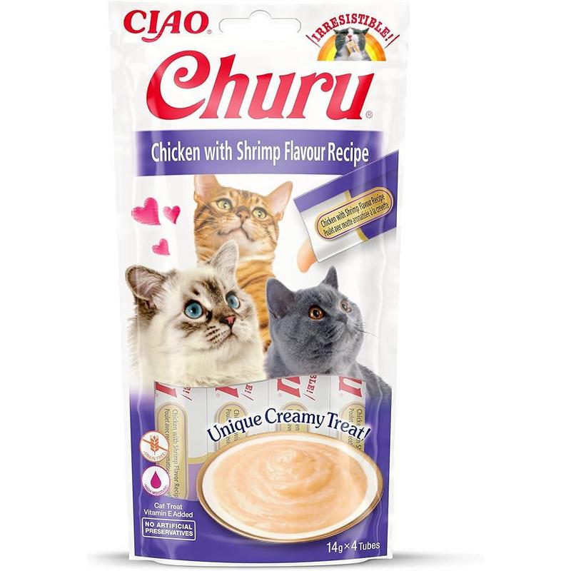 Ciao Churu Cream Tavuklu ve Karidesli Kedi Ödül Kreması 4 x 14 Gr