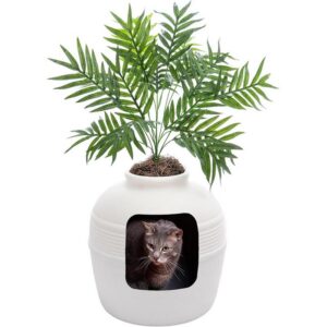 Dekor Saksı Kedi Tuvaleti (Beyaz)