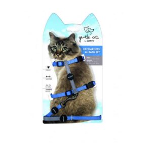 Gentle Cat Göğüs Tasması ve Gezdirme Set Blue