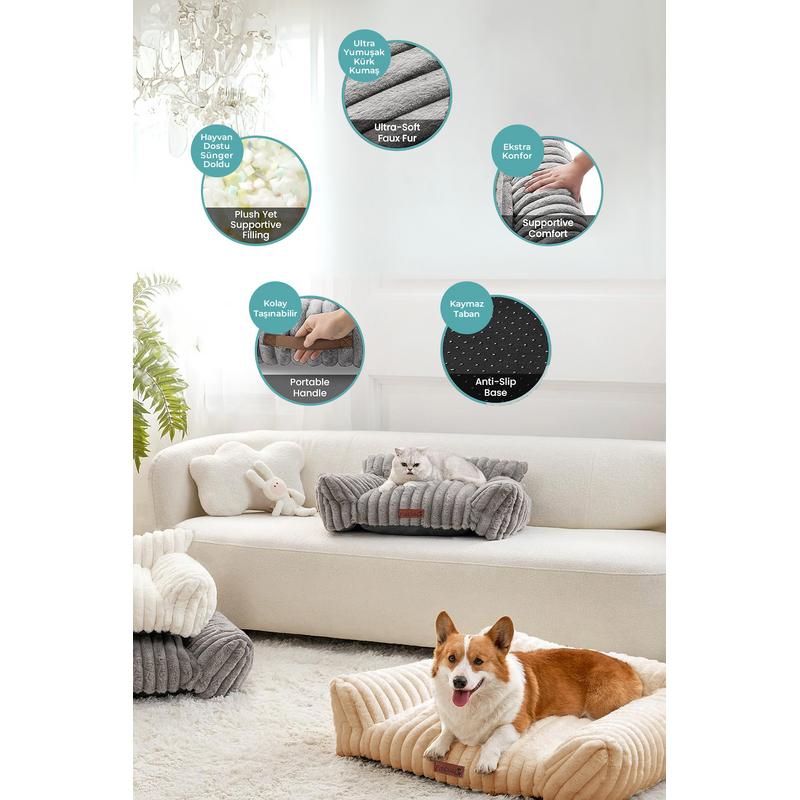Luna Kedi Köpek Yatağı S Beden Bej - Görsel 2