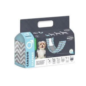 M-Pets Carbonlu Diapers Erkek Köpekler İçin Külot (S) 18li