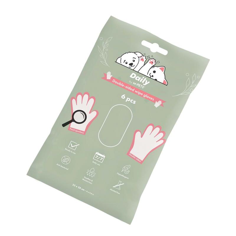 M-Pets Daily Çift Taraflı Günlük Temizleme Eldiveni 6Lı