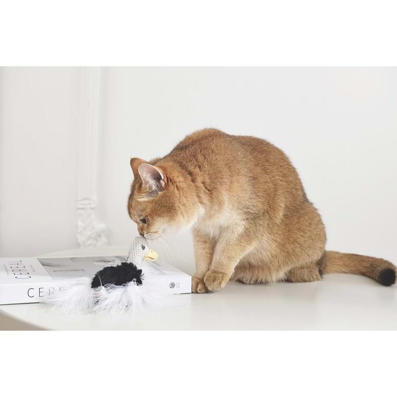 M-Pets Plume Ostrich Catnipli Kedi Oyuncağı White - Görsel 2