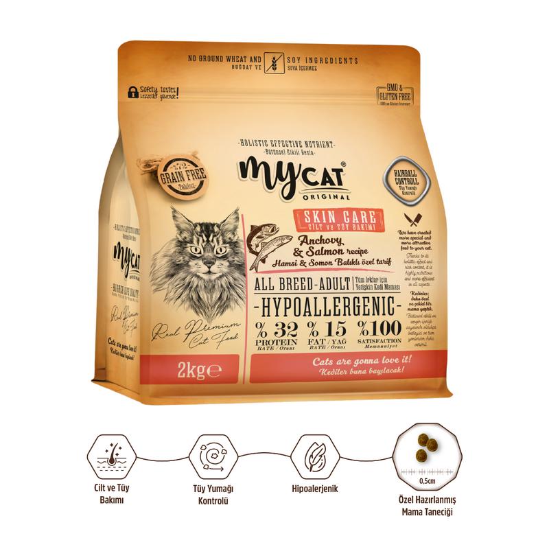 Az Tahıllı Hamsi & Somon Balıklı Skin Care Yetişkin Kedi Maması 2kg
