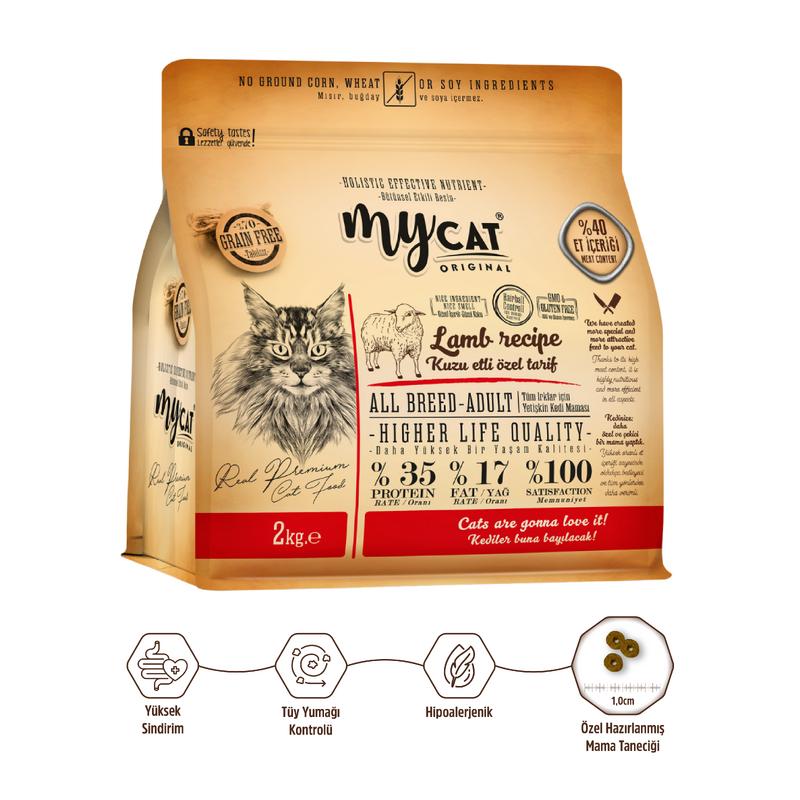 Az Tahıllı Kuzu Etli Yetişkin Kedi Maması 2kg