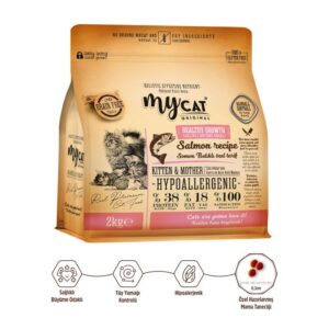 Az Tahıllı Somon Balıklı Yavru ve Anne Kedi Maması 2kg