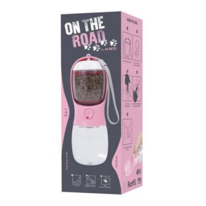 On The Road 2in1 Köpek Seyahat Suluğu 300 ML Pembe Renk