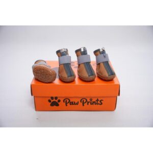 Paw Prints Fermuarlı Deri Köpek Ayakkabı No:5