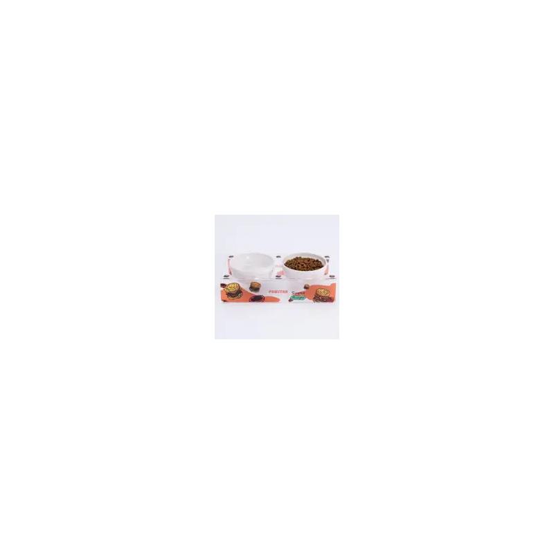 PMK020 Super Burger-İkili Seramik-Pleksi Mama ve Su Kabı - Görsel 2