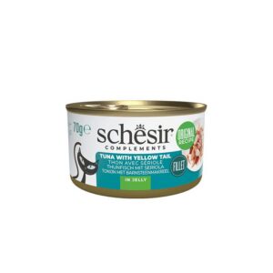 Schesir Tamamlayıcı Ton ve Sarı Kuyruk Balıklı Jöle İçinde Kedi Konservesi 70g