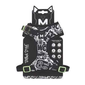 Urban Style Black/White Easy Fit Köpek Göğüs Tasması (XS)