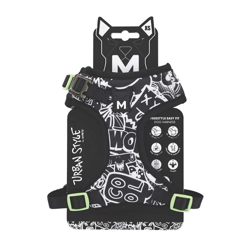 Urban Style Black/White Easy Fit Köpek Göğüs Tasması (XS)